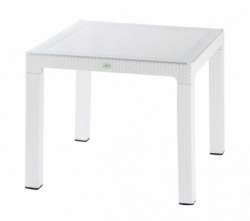 90x90 Rattan Trend Lux Table With Glass - Thumbnail