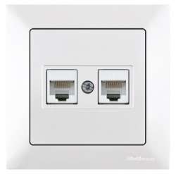 Candela Розетка компьютерная 2*RJ45 (Cat5e), белый цвет - Thumbnail