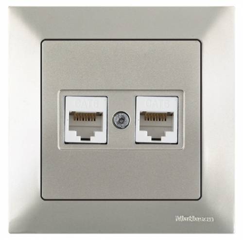 Candela Data Socket 2*Rj45 (Cat6) White