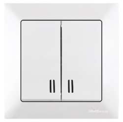 Candela Illuminated Two Gang One Way Switch White (220 V) with Screw - Thumbnail