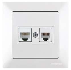 Candela Telephone Data Socket (Rj12 Cat5E) White - Thumbnail