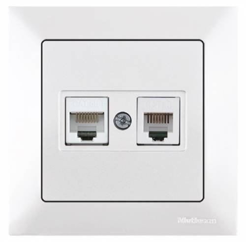 Candela Telephone Data Socket (Rj12 Cat5E) White
