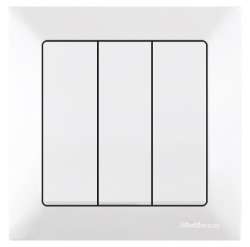 Candela Three Gang One Way Switch White with Screw - Thumbnail