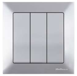 Candela Three Gang One Way Switch White with Screw - Thumbnail
