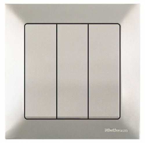 Candela Three Gang One Way Switch White with Screw