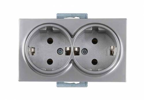 Double Socket Earthed Porcelain Cherry (mech+plate)