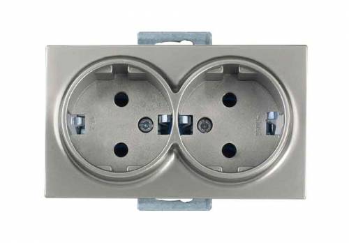 Double Socket Earthed Porcelain Cherry (mech+plate)