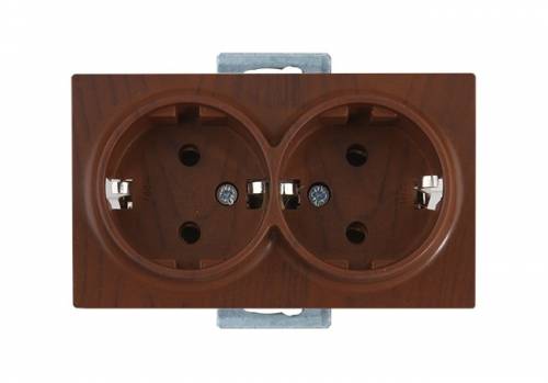 Double Socket Earthed Porcelain Cherry (mech+plate)