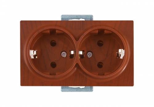 Double Socket Earthed Porcelain Cherry (mech+plate)