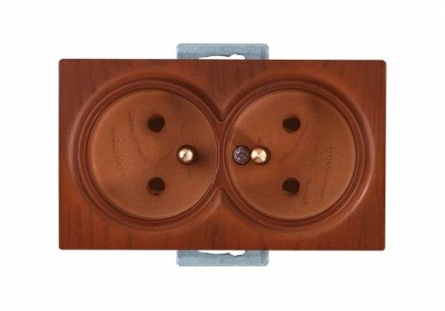 Double Socket with UPS (French) White (mech+plate)