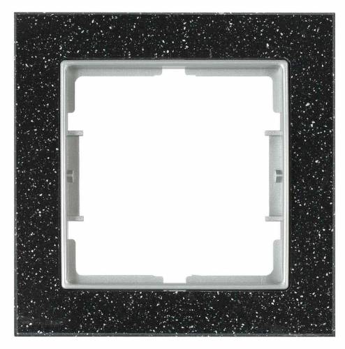 Elitra Corian 1 Gang Frame Black Quartz-Silver