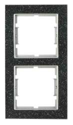 Elitra Corian 2 Gang Vertical Frame Black Quartz-Silver - Thumbnail
