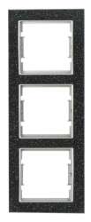 Elitra Corian 2 Gang Vertical Frame Black Quartz-Silver - Thumbnail