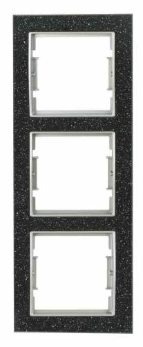 Elitra Corian 2 Gang Vertical Frame Black Quartz-Silver