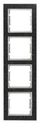 Elitra Corian 2 Gang Vertical Frame Black Quartz-Silver - Thumbnail