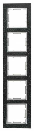 Elitra Corian 2 Gang Vertical Frame Black Quartz-Silver
