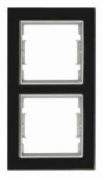 Elitra Glass 2 Gang Vertical Frame Black - Thumbnail