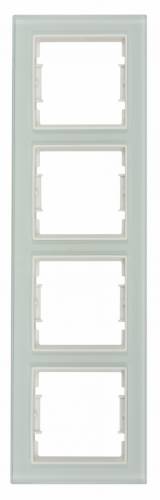 Elitra Glass 2 Gang Vertical Frame White-White
