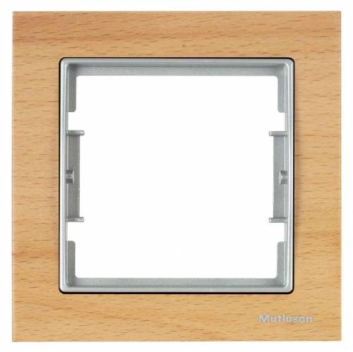 Elitra Wood 1 Gang Frame Beech-Silver