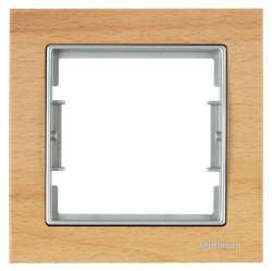 Elitra Wood 1 Gang Frame Beech-Silver - Thumbnail