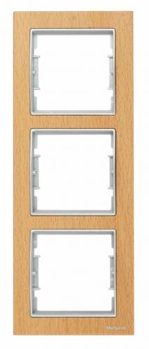 Elitra Wood 2 Gang Vertical Frame Beech-Silver
