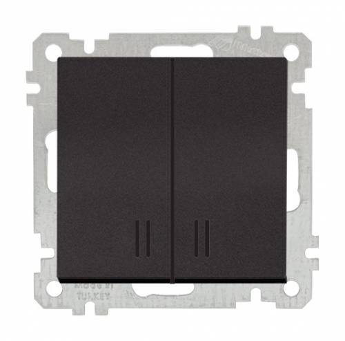 Illuminated Two Gang One Way Switch White