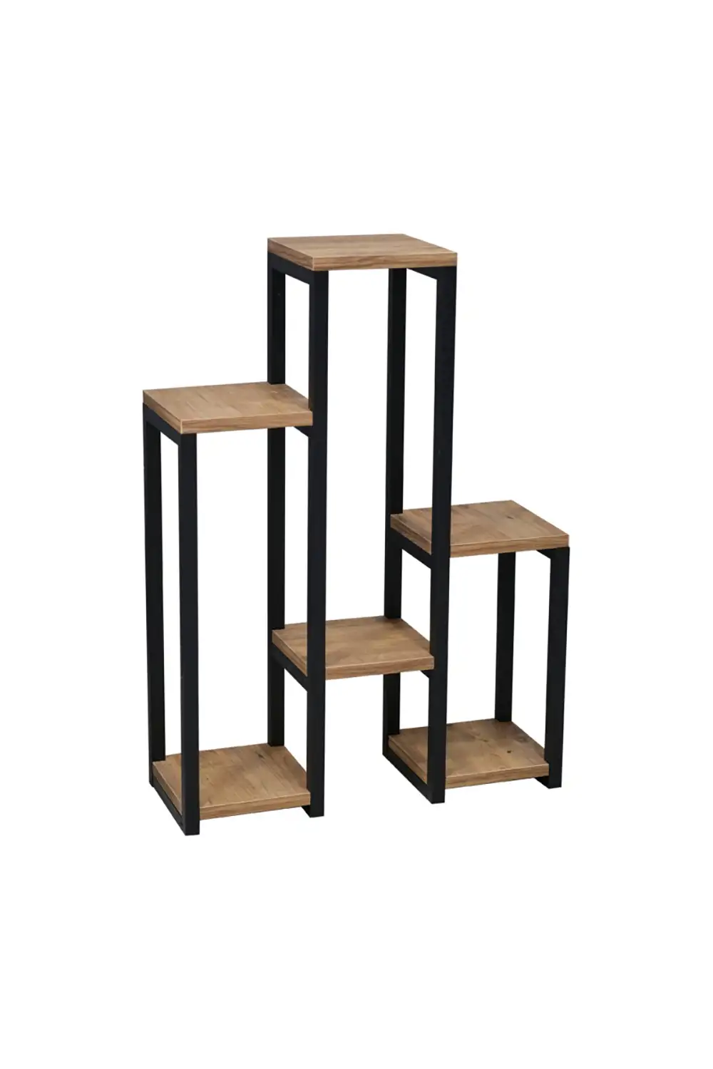 Metal Flower Pot Holder With Wooden Shelves (6 Shelves)