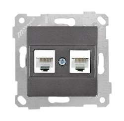 Rita Розетка компьютерная 2*RJ45 (Cat5e), белый цвет - Thumbnail