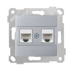 Rita Розетка компьютерная 2*RJ45 (Cat5e), белый цвет - Thumbnail