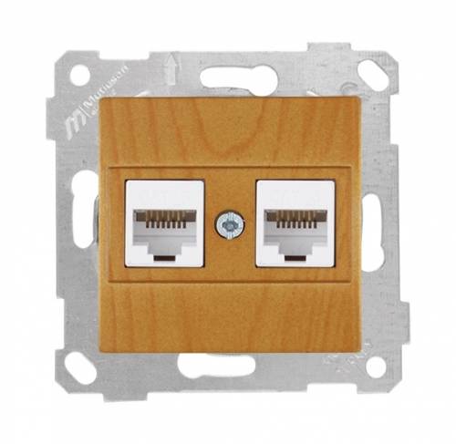 Rita Mechanism+Plate Data Socket 2*Rj45 (Cat6) White