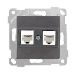 Rita Mechanism+Plate Data Socket 2*Rj45 (Cat6) White - Thumbnail