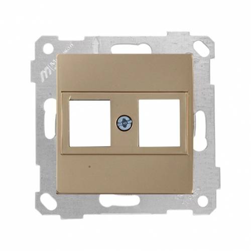 Rita Mechanism+Plate Data Socket 2*Rj45 White Without Connector