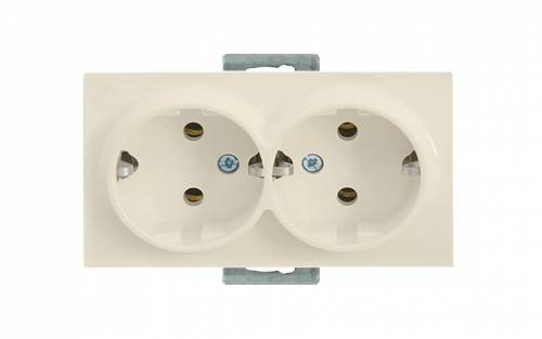 Rita Mechanism+Plate Double Socket Earthed Porcelain White