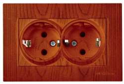 Rita Mechanism+Plate Double Socket Earthed Porcelain White - Thumbnail
