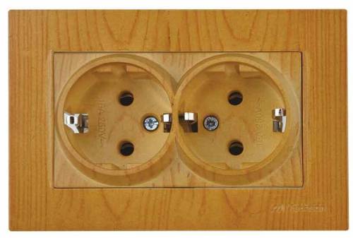 Rita Mechanism+Plate Double Socket Earthed White 
