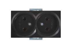 Rita Mechanism+Plate Double Socket Non-Earthed Porcelain White - Thumbnail