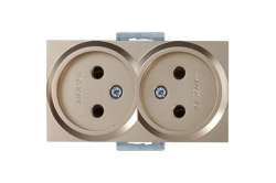 Rita Mechanism+Plate Double Socket Non-Earthed Porcelain White - Thumbnail