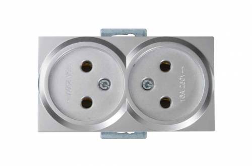 Rita Mechanism+Plate Double Socket Non-Earthed Porcelain White 