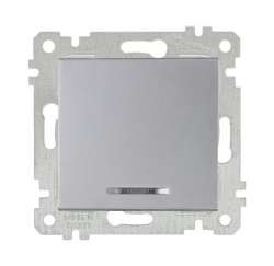 Rita Mechanism+Plate Illuminated One (220V) Gang One Way Switch White - with Screw - Thumbnail