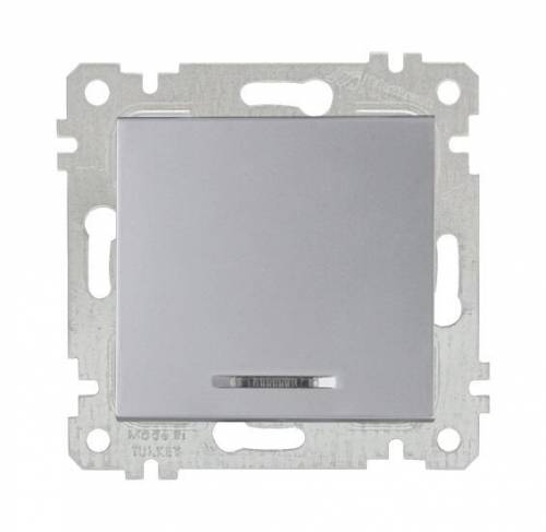 Rita Mechanism+Plate Illuminated One (220V) Gang One Way Switch White - with Screw