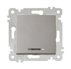 Rita Mechanism+Plate Illuminated One (220V) Gang One Way Switch White - with Screw - Thumbnail