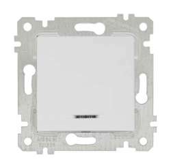 Rita Mechanism+Plate Illuminated One (220V) Gang One Way Switch White - with Screw - Thumbnail