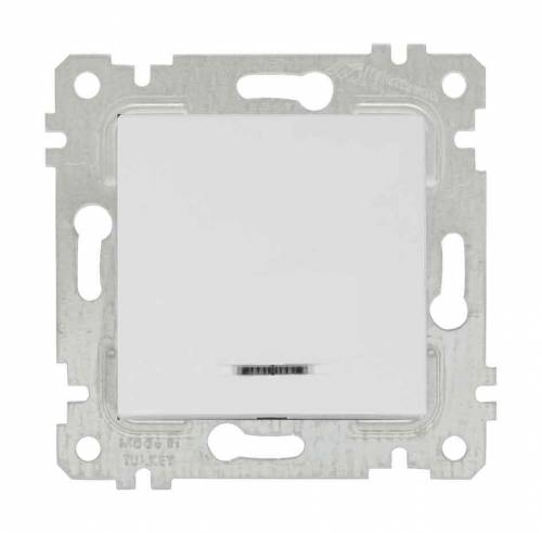 Rita Mechanism+Plate Illuminated One (220V) Gang One Way Switch White - with Screw