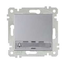 Rita Mechanism+Plate Illumintaed 1G 1W Switch With Label (Push Plate) White (Easy Connection) - Thumbnail