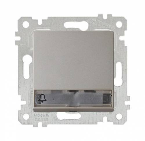 Rita Mechanism+Plate Illumintaed 1G 1W Switch With Label (Push Plate) White (Easy Connection)