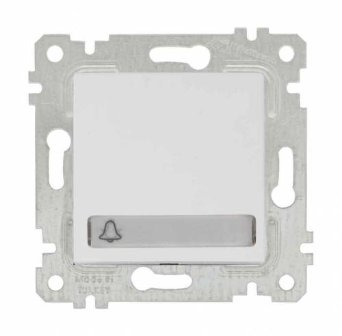 Rita Mechanism+Plate Illumintaed 1G 1W Switch With Label (Push Plate) White (Easy Connection)
