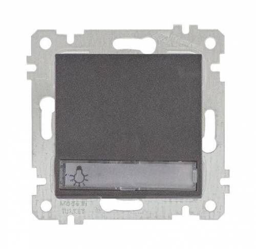 Rita Mechanism+Plate Illumintaed 1G 1W With Label (Push Plate) White (Easy Connection)