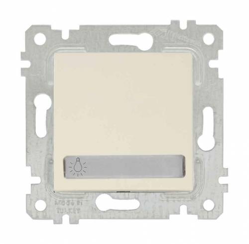 Rita Mechanism+Plate Illumintaed 1G 1W With Label (Push Plate) White (with Screw)