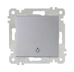 Rita Mechanism+Plate One Gang One Way Switch (Push Plate) White with Screw - Thumbnail
