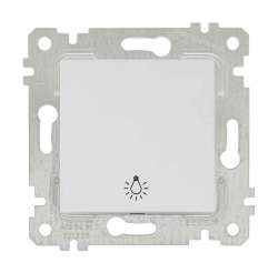 Rita Mechanism+Plate One Gang One Way Switch (Push Plate) White with Screw - Thumbnail